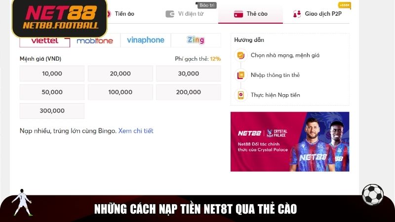 Nạp tiền NET88 thông qua thẻ cào